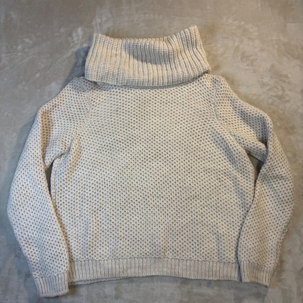 Marks Spencer Neutral Cream Chunky Knit Cowl Neck Mohair Blend Sweater UK 16